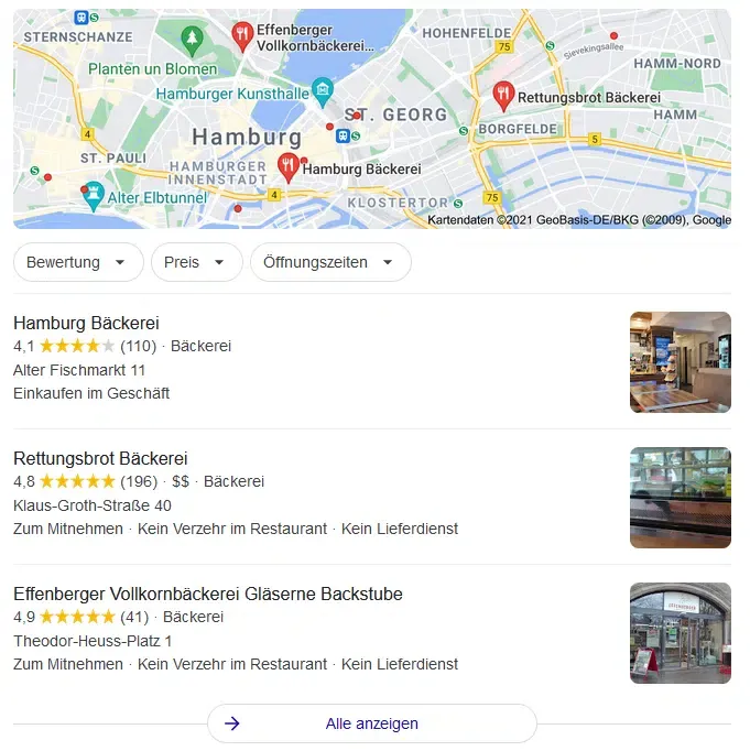Local SEO Bäckerei Hamburg