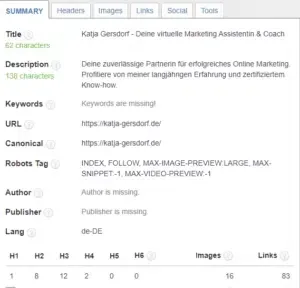 SEO Tool für Metadaten