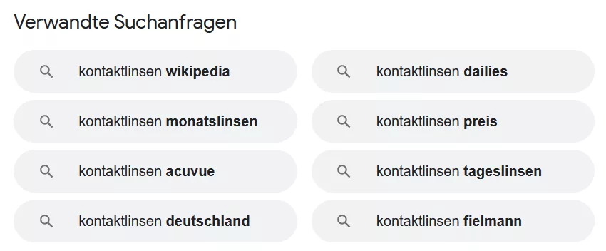 Verwandte Suchanfragen bei Google